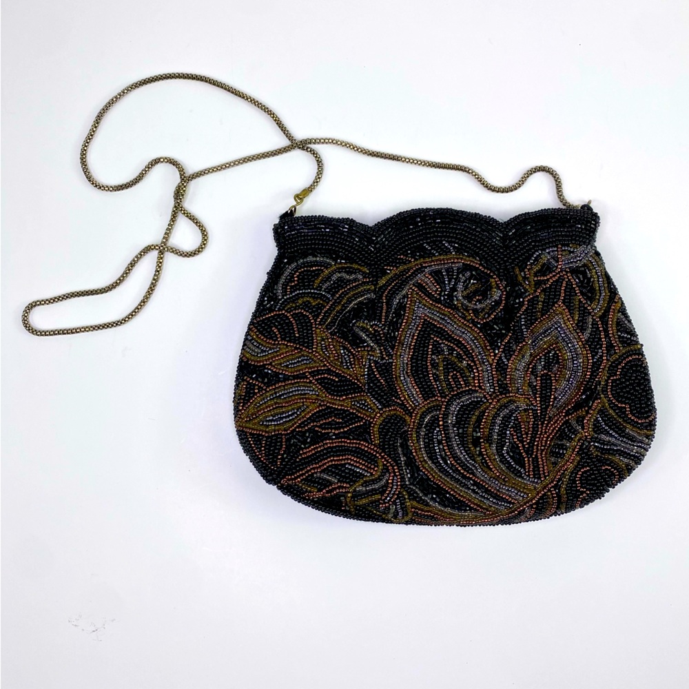 Vintage DELILL New York Glass Beaded Crossbody Evening Bag Purse